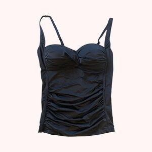 NWT Pinup Retro Style Tankini Top - Tummy Control Ruched Sides Crossover Front